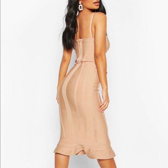 PETITE BANDAGE FRILL HEM MIDI DRESS, SZ 10, COLOR: BLUSH - Picture 3 of 4